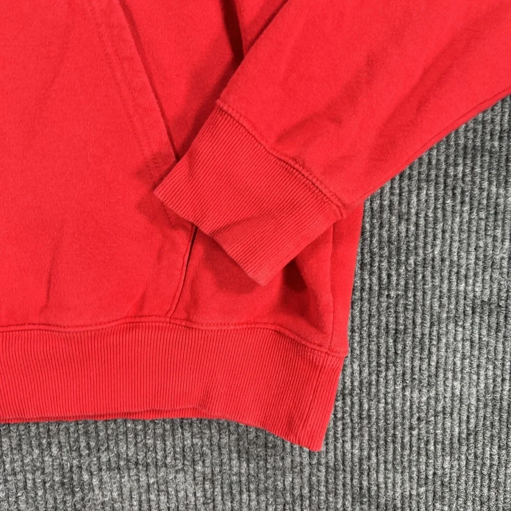 The North Face Hoodie Mens Medium Red‎ Logo Pullover Fleece Sweatshirt Kangaroo